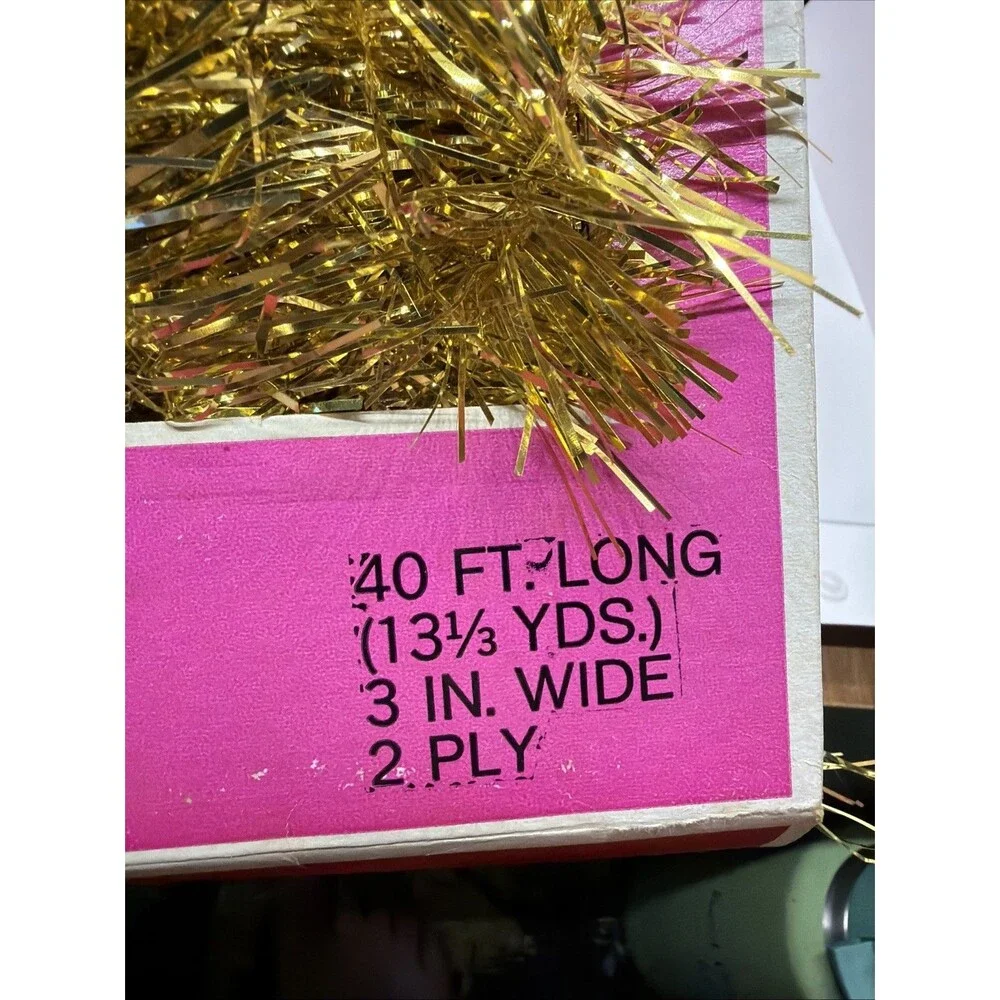 Vintage MCM JCPenney Gold Tinsel Garland Christmas Decoration 40 Feet Long